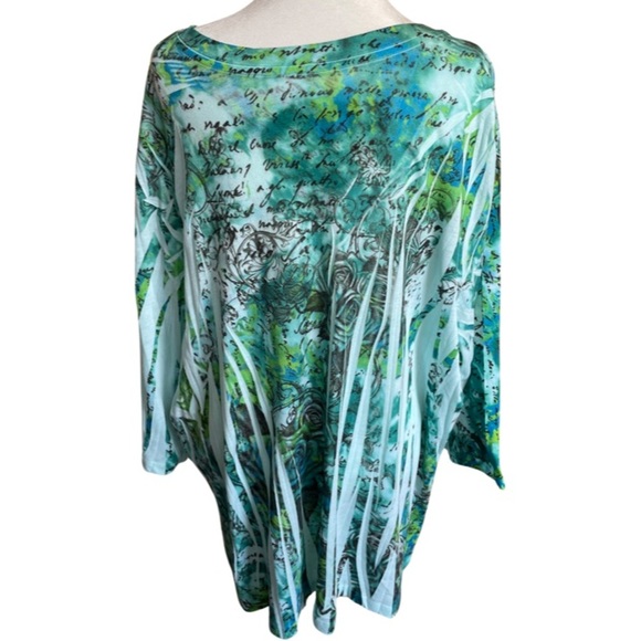 Lane Bryant green patterned top with sparkle detail 26/28 - Picture 3 of 5